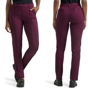 Lee Women's Stretch Straight-Leg Yoga Work Pants in Burgundy